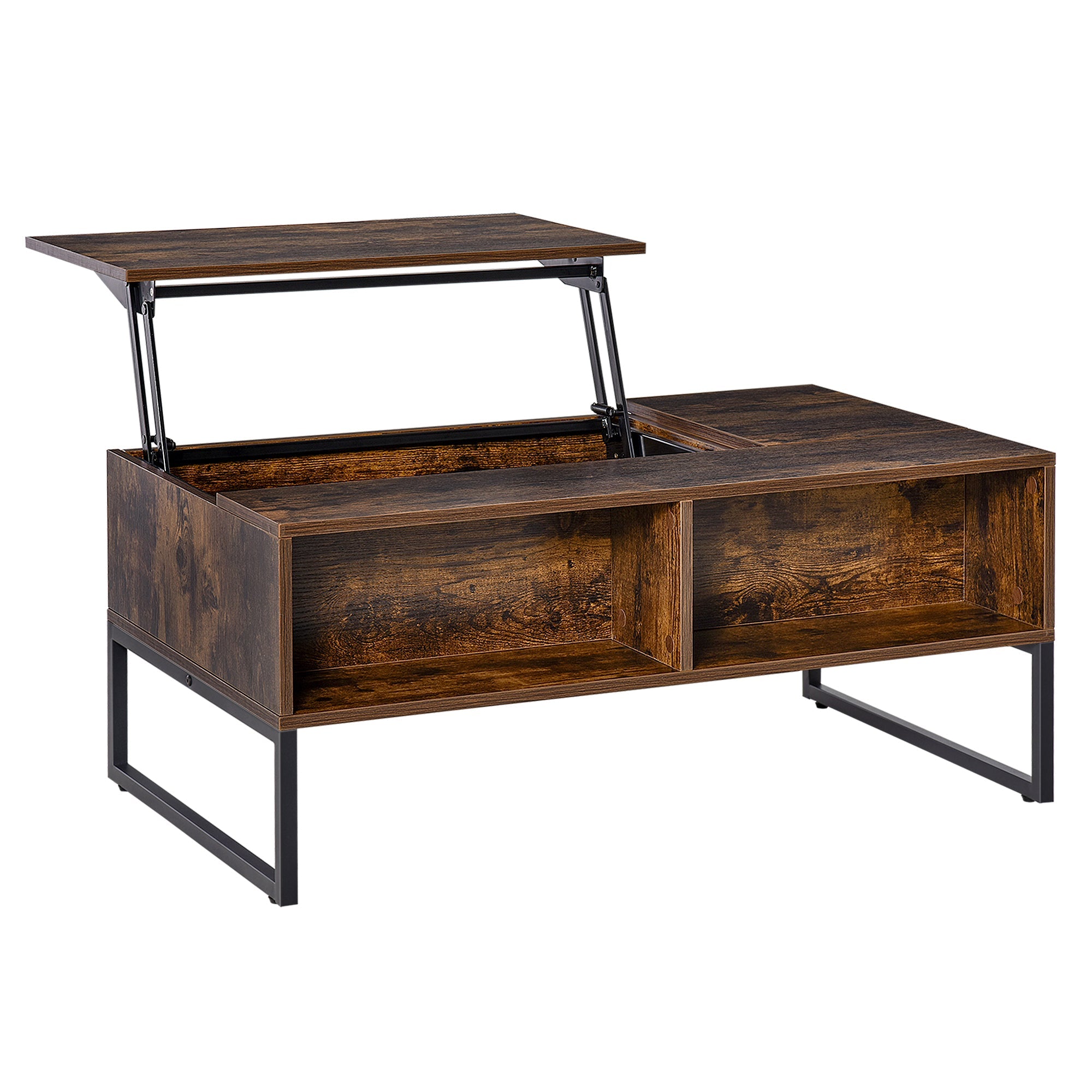 Coffee Table Living Room Height-Adjustable Top Brown Chipboard