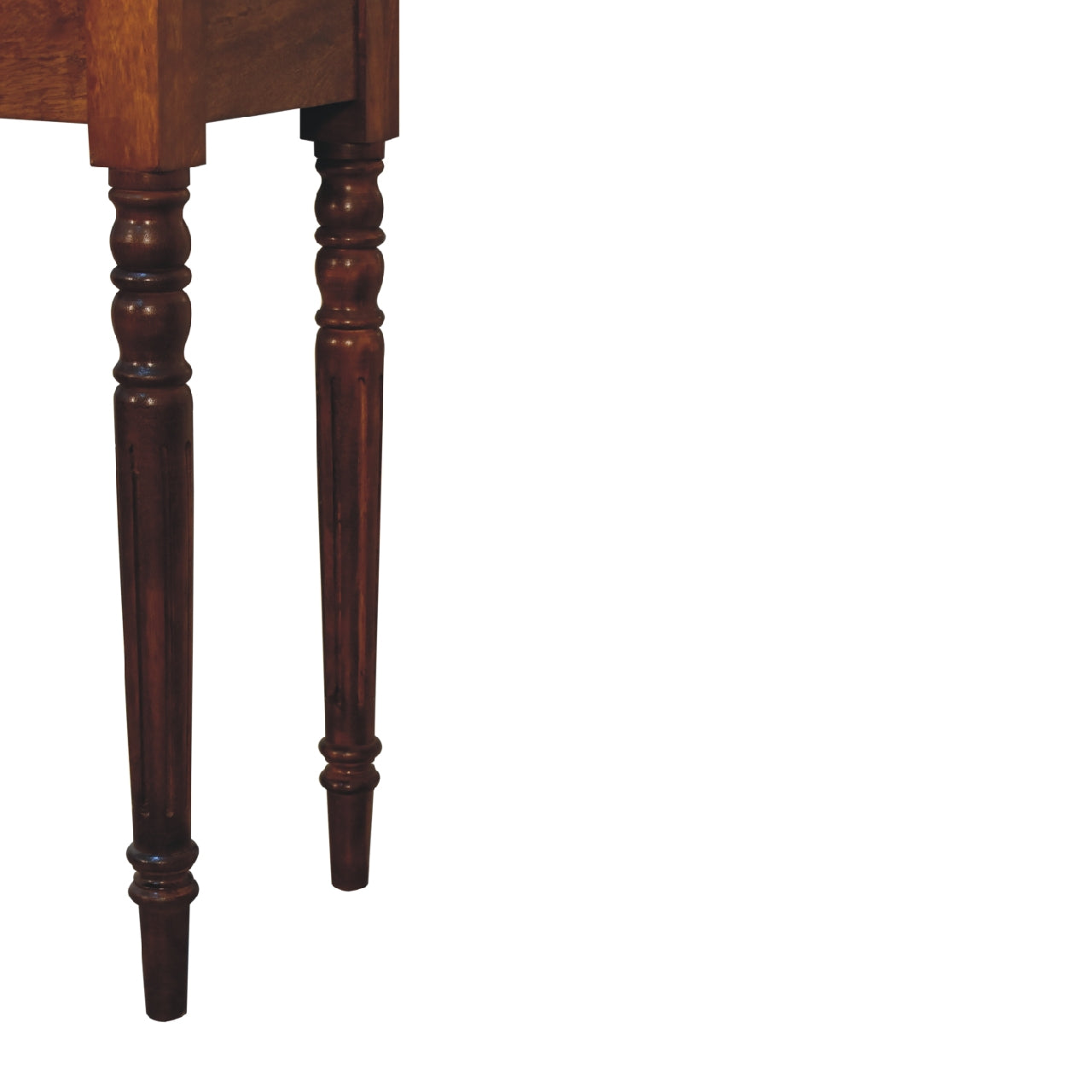 Writing Desk, Chestnut Turned Leg 1 Drawer, Solid Wood Dark Brown