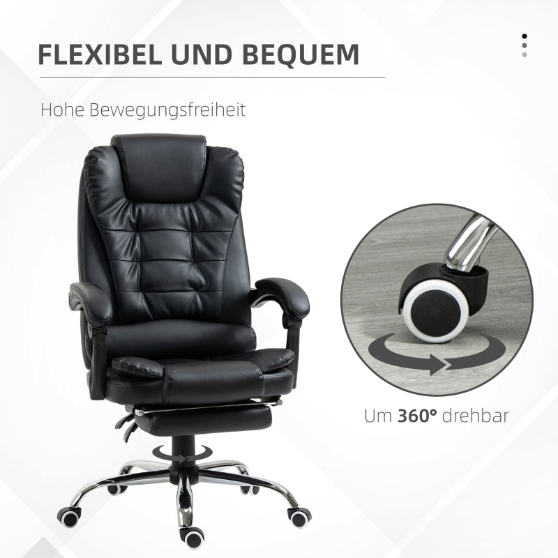 Bürostuhl, Fußstützen-Schreibtischstuhl, verstellbare Rückenlehne, höhenverstellbar, Schwarz