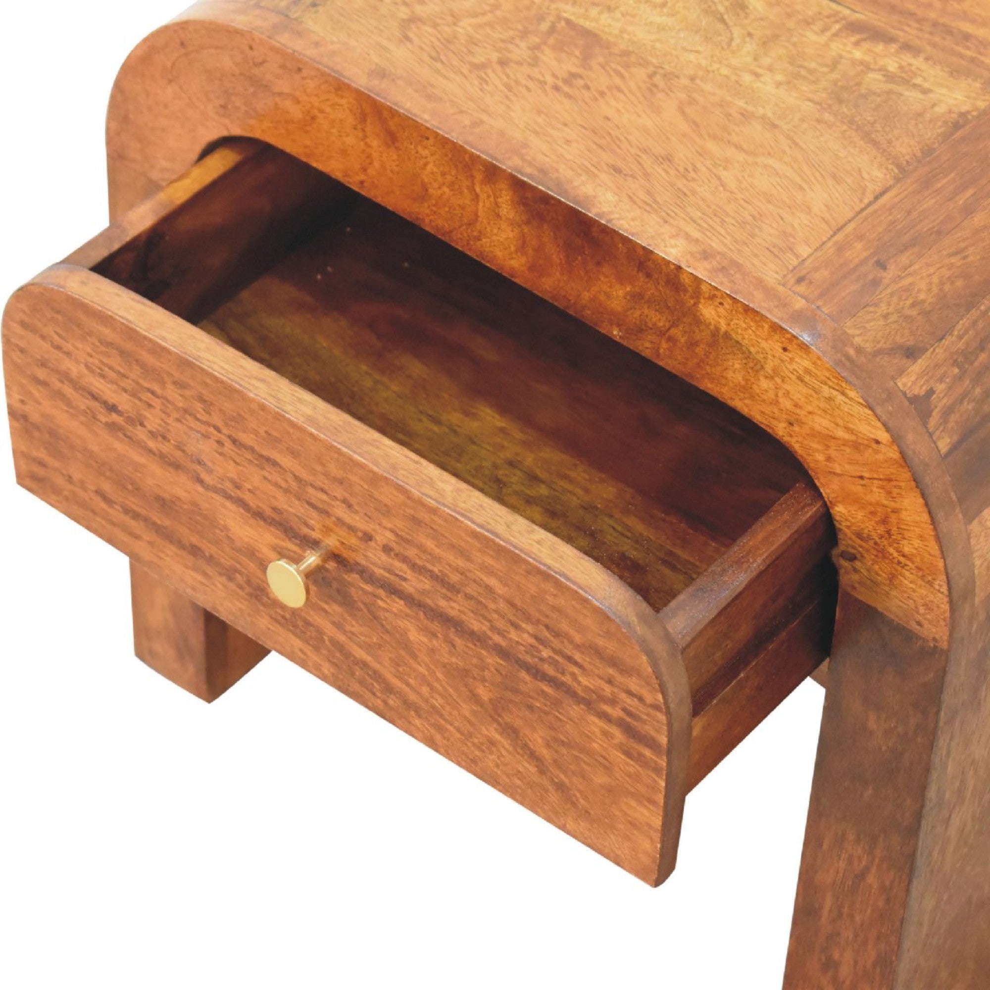 Solid Wood Drum, 3 Drawers, Dark Brown