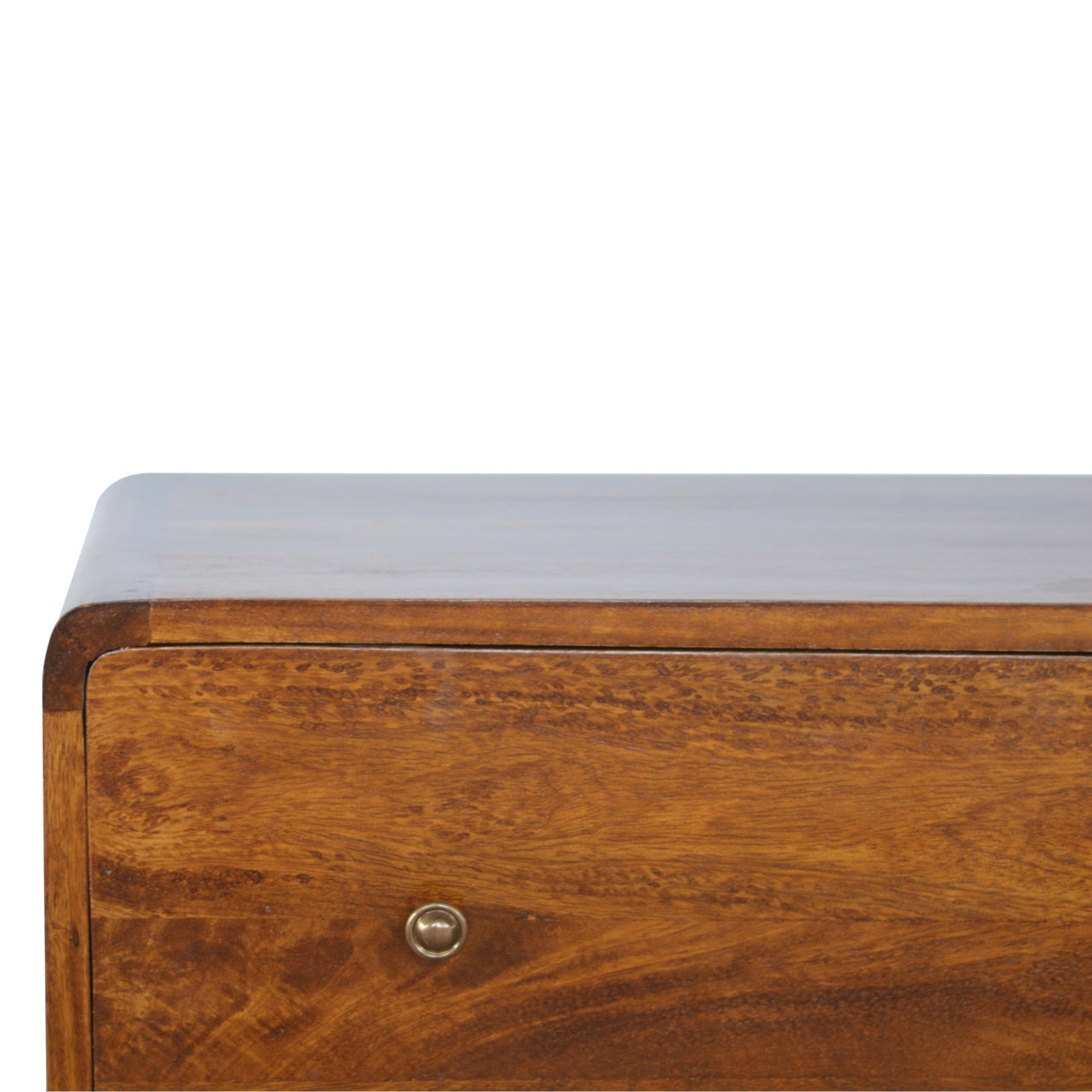 Solid Wood Curved Chestnut Chest with 3 Drawers for Organization, Dark Brown