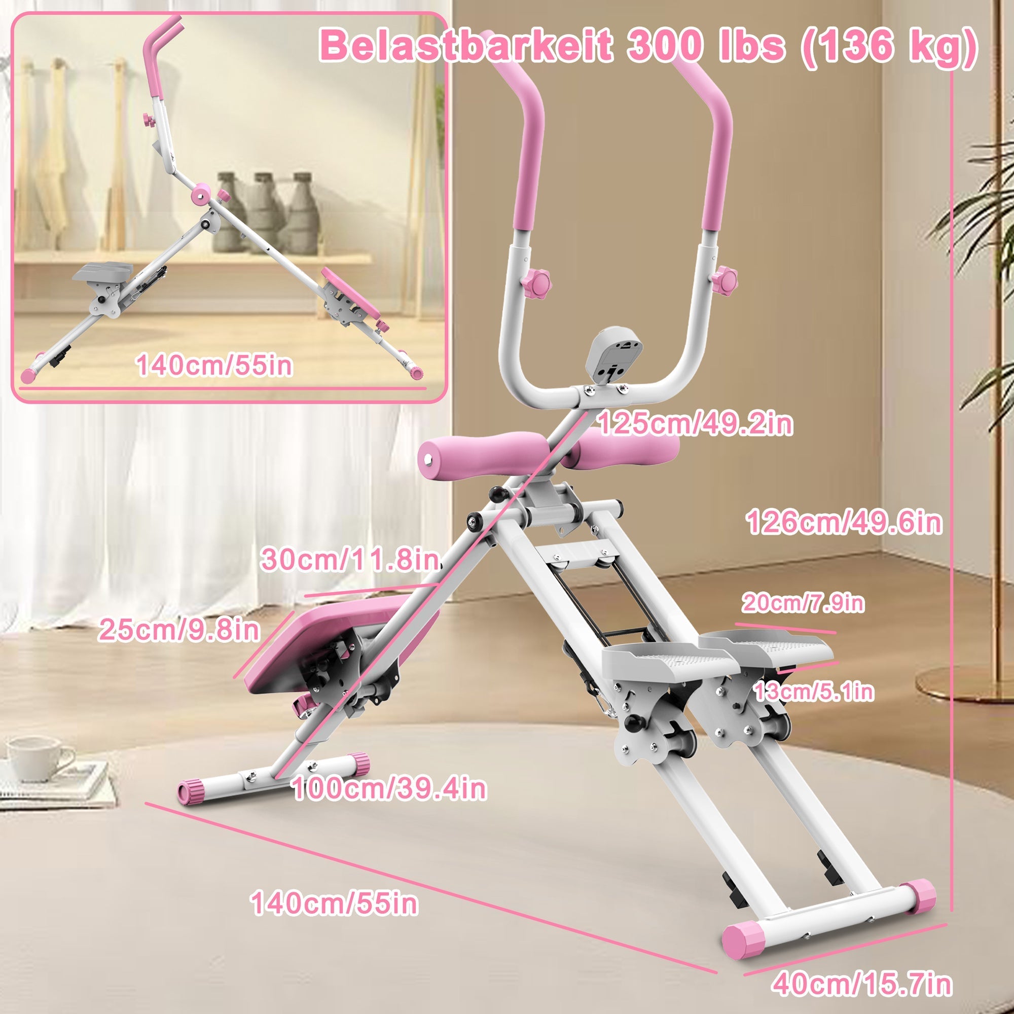 2-in-1 Stair Stepper & Abdominal Trainer - Foldable Full Body Home Gym