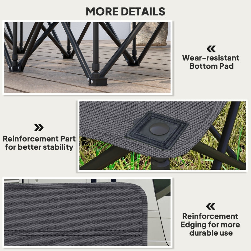 6 Seater Folding Camping Chair with Cup Holder & Carry Bag - Charcoal Grey
