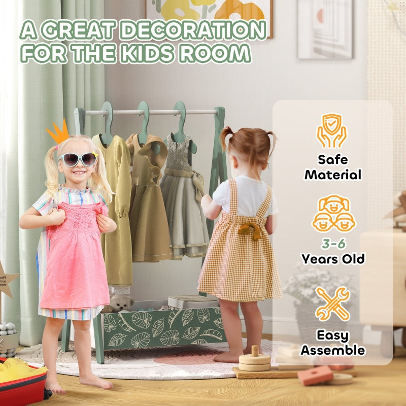 Baby Clothing Rack, Hangers Storage Shelf for Ages 3-6, Green