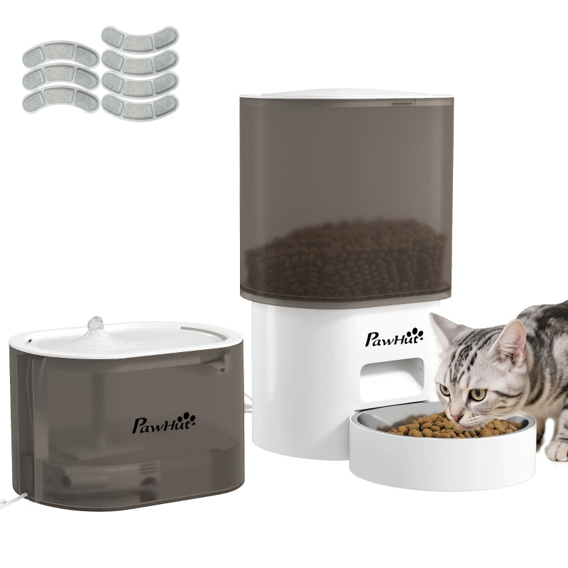 Automatic Pet Feeder and Water Dispenser, 2.5L, Small Dogs and Cats, White