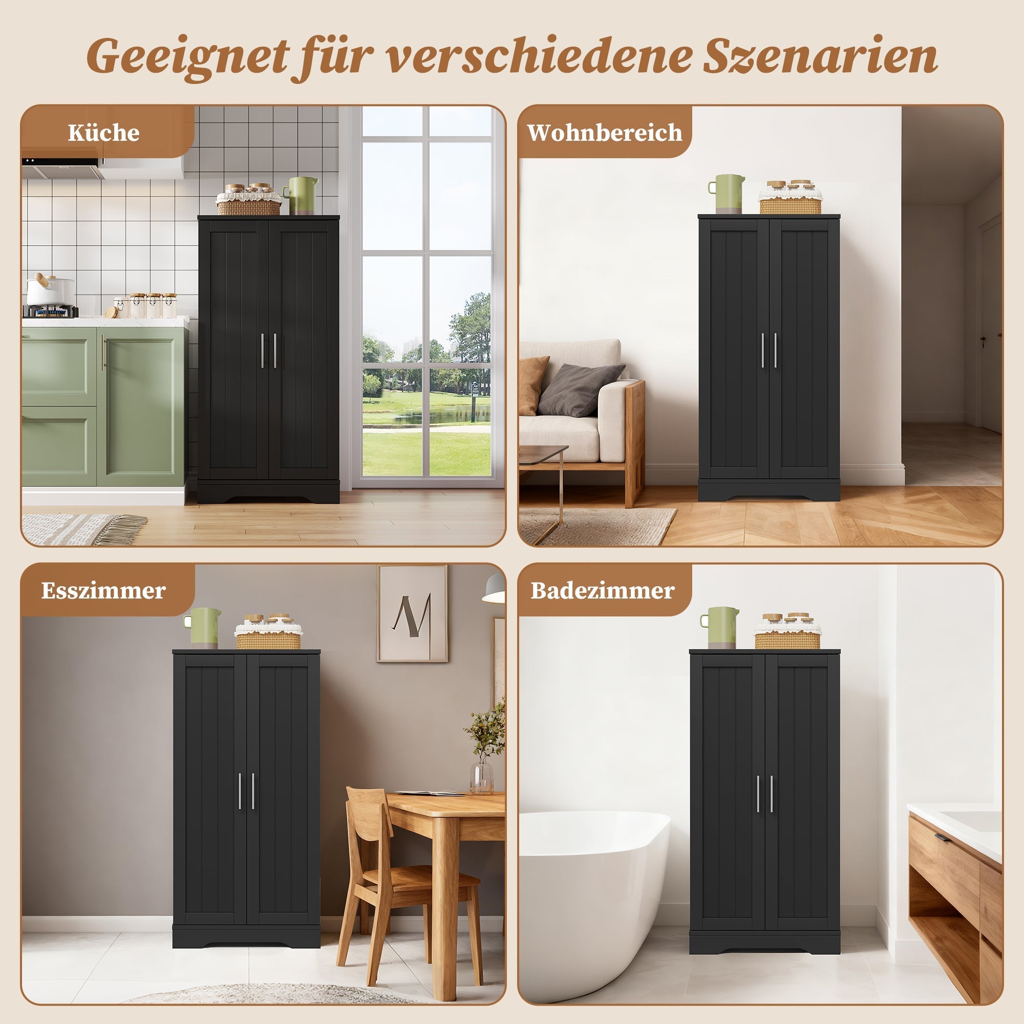 Küchenschrank 120x60x40cm 2-türig LED-Sensorleuchte Schwarz MDF