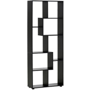 8-Tier Freestanding Bookcase, Melamine Surface Grid Stand, Black