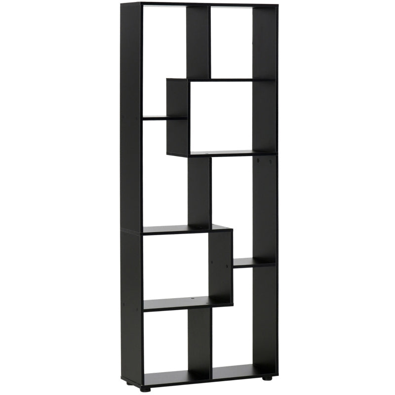 8-Tier Freestanding Bookcase, Melamine Surface Grid Stand, Black