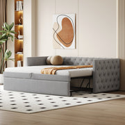 Extendable Sofa Bed with Slatted Base and Guest Bed Function, 90x200cm, Light Grey Velvet