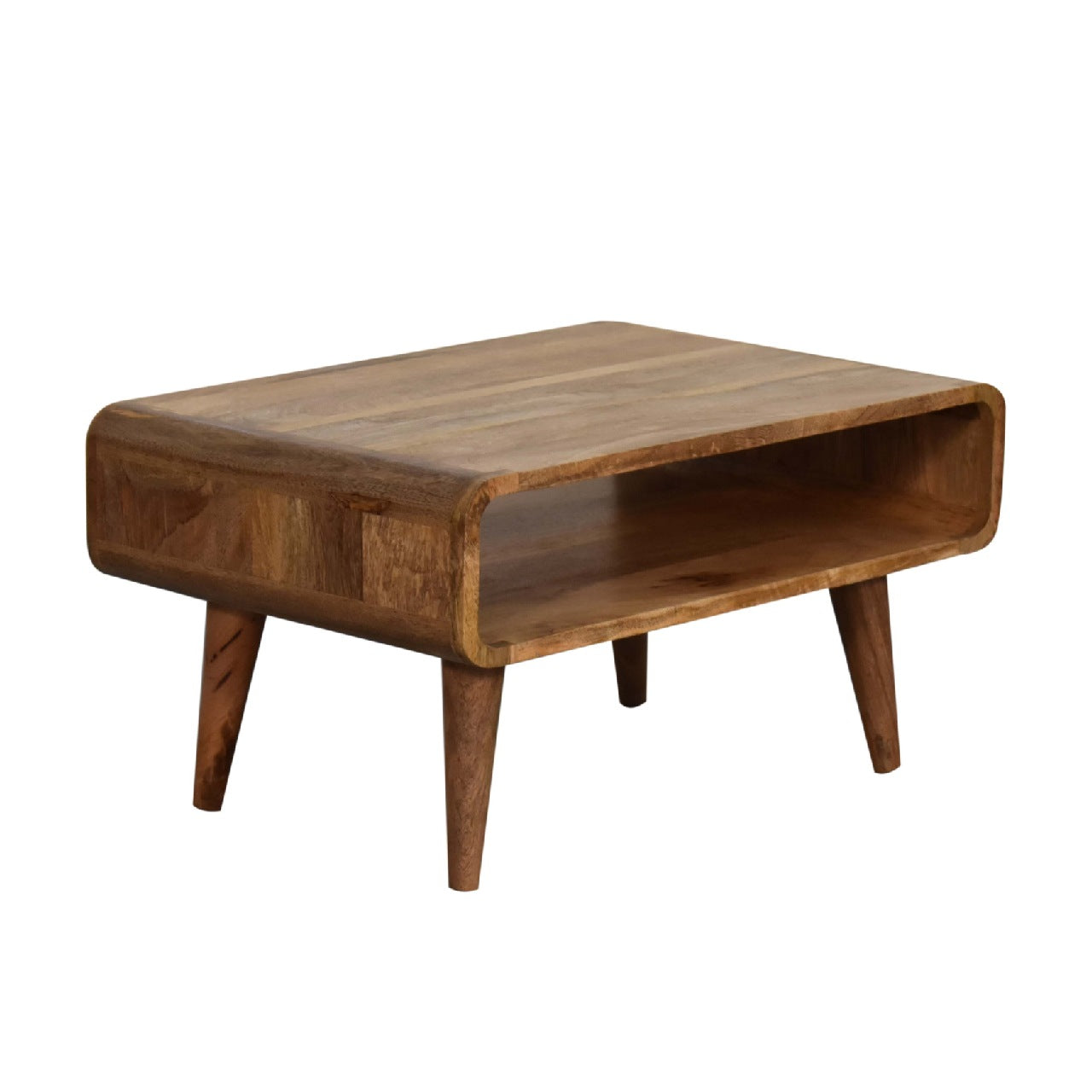 Solid Wood Media Unit, Open Storage, Oak-ish Brown