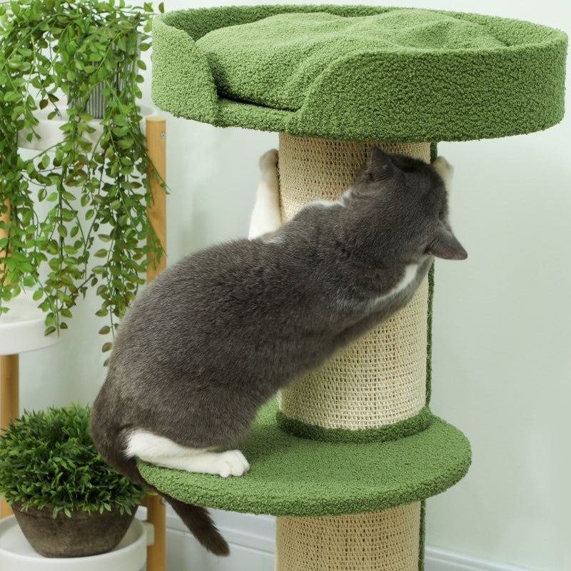 Cat Tree 91cm Play Tree with Bed, Lambswool Green