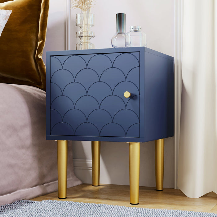 Nightstand Side Table H50/W35/D35 cm, Navy Blue