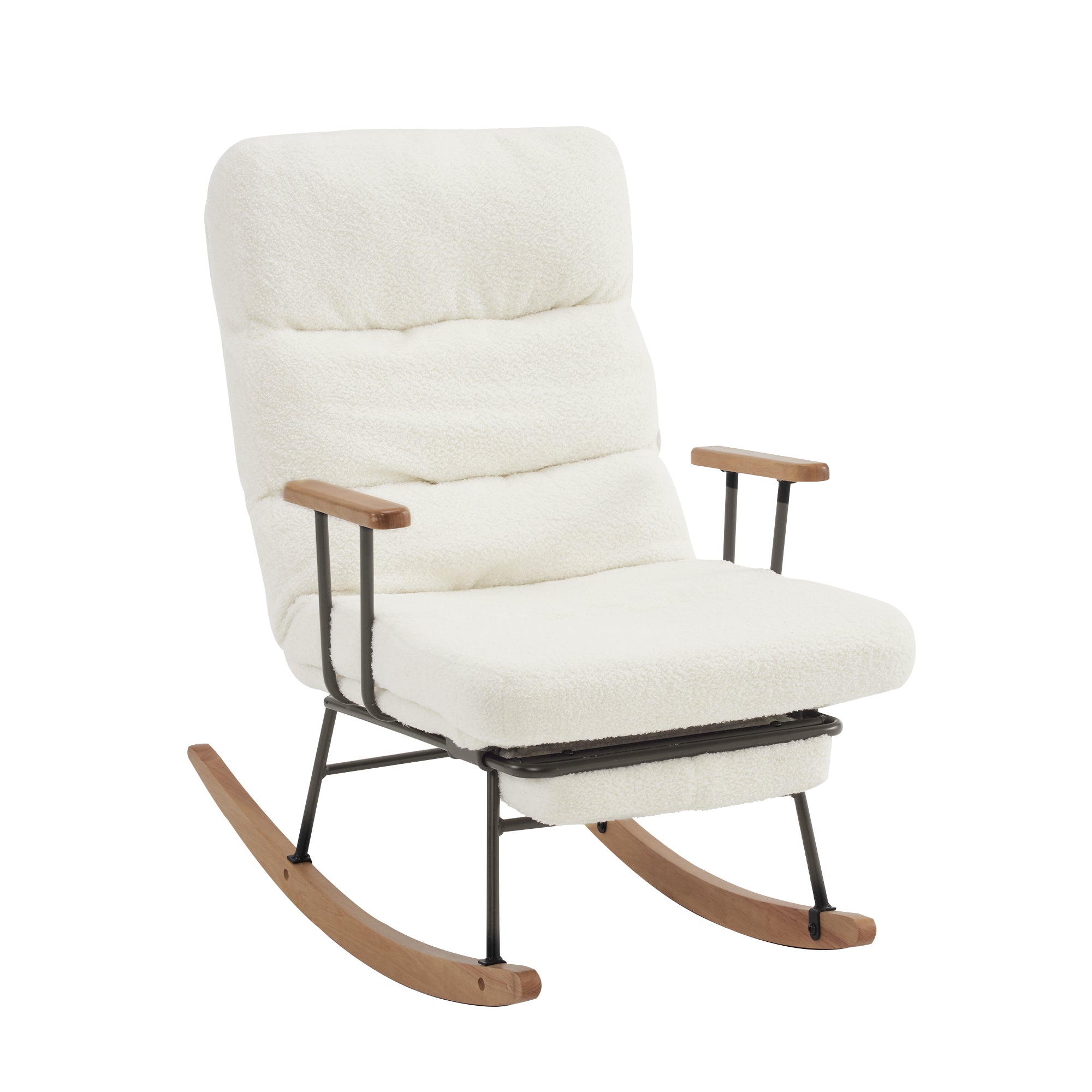 Rocking Chair, Boucle Fabric Tufted, White