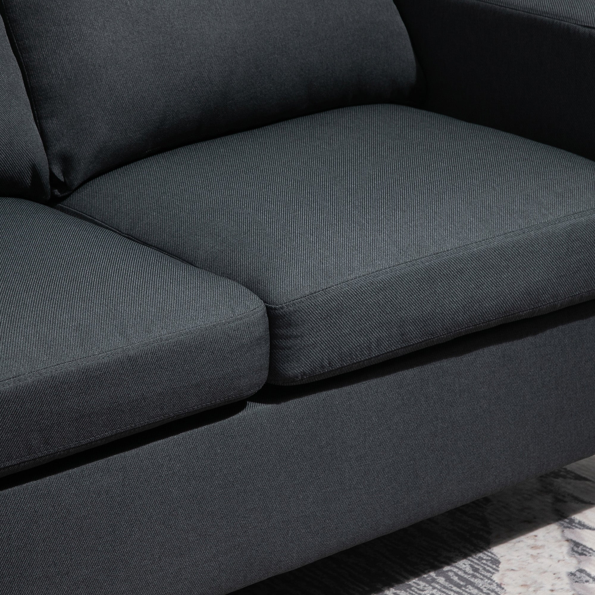 Corner Sofa L-Shape Reversible Chaise Longue 197x139x91cm Dark Grey Linen
