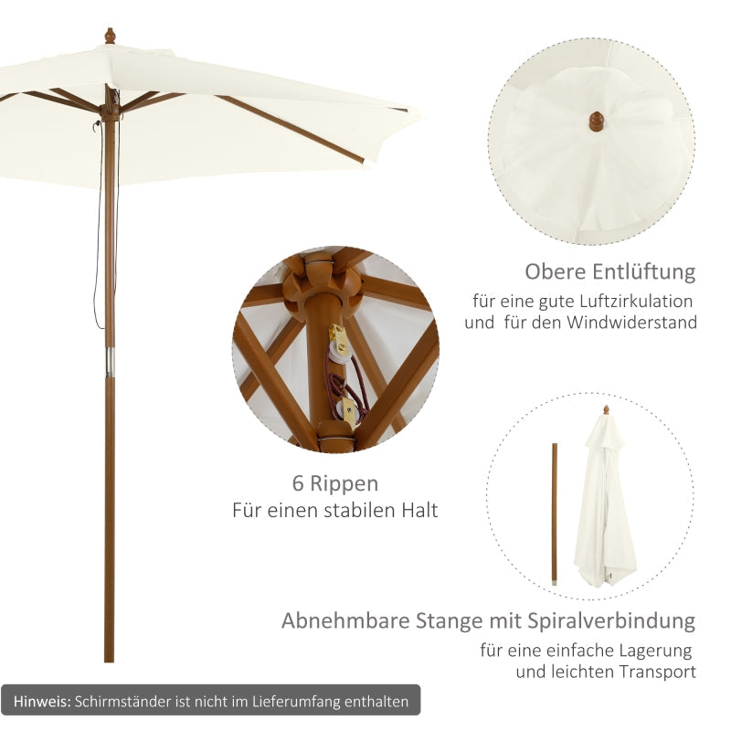 Parasol Garden Umbrella 2.5m 3-Tier Bamboo & Polyester White