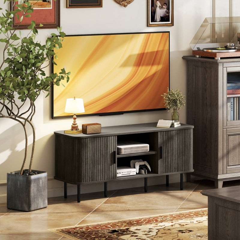 TV Stand Cabinet for TVs up to 55 Inches, Storage Shelves and Cupboard, Grey