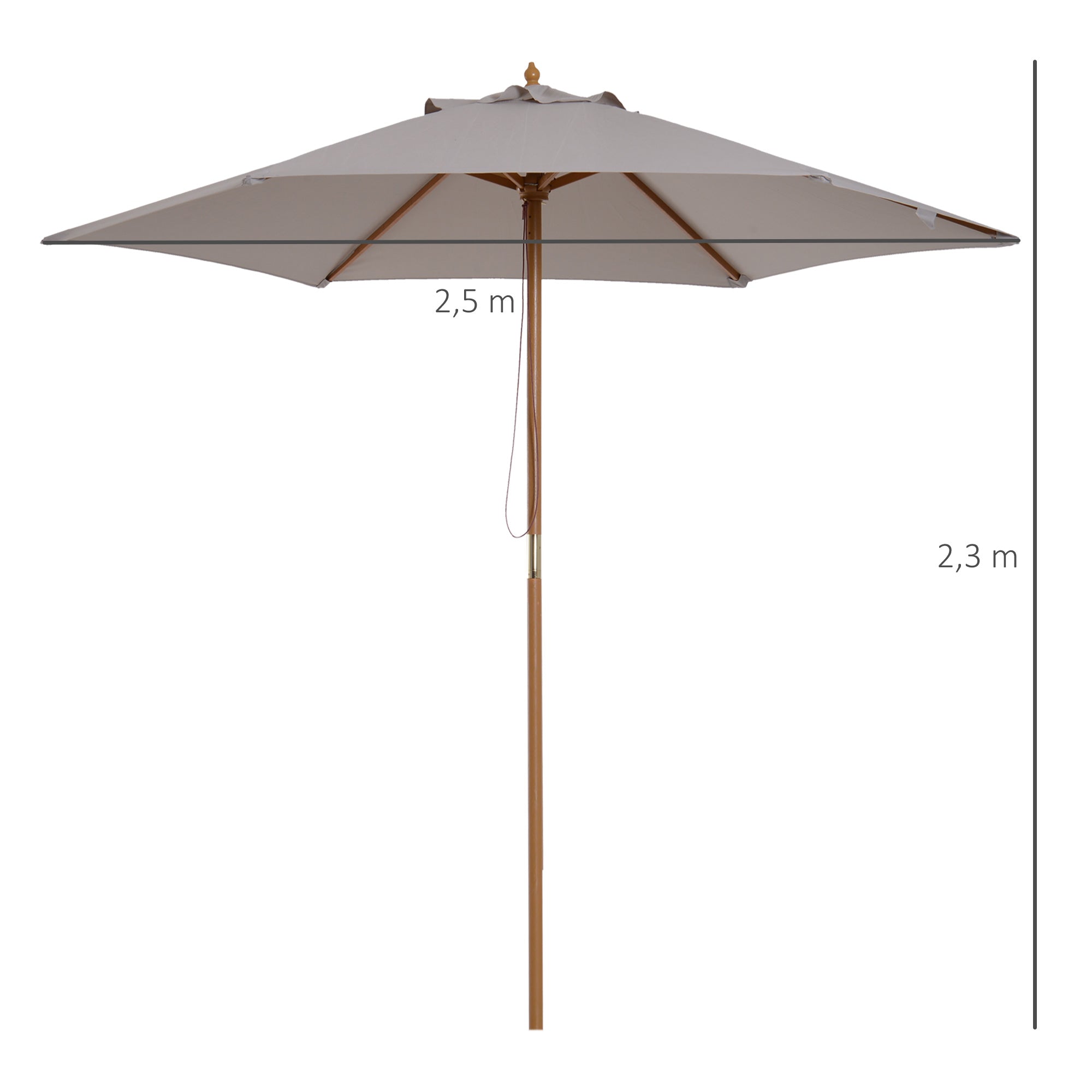 Parasol Garden Umbrella 3-Tier Sun Protection Bamboo Polyester, Grey