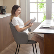 Dining Chair, Shell Shape Metal Legs, Corduroy Grey