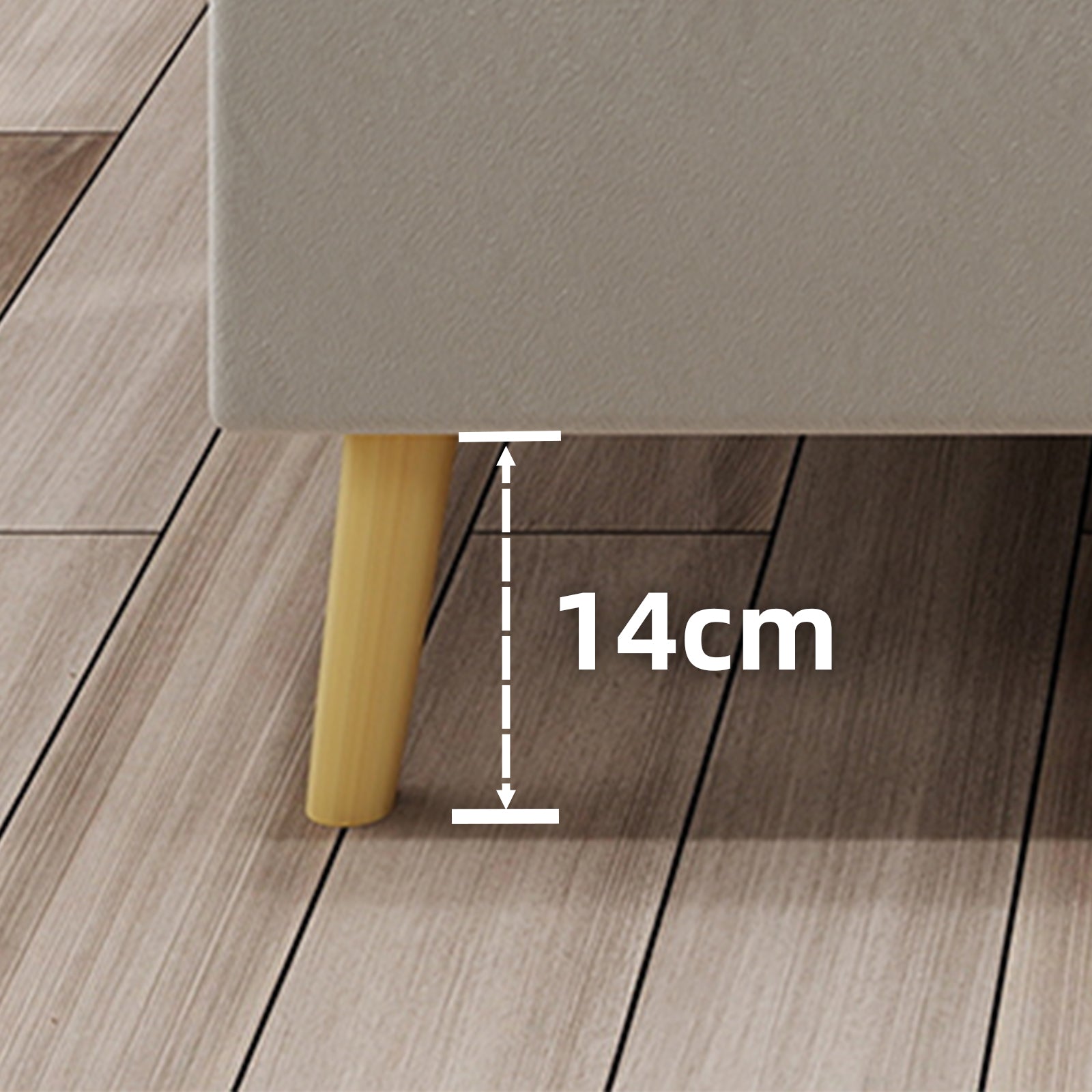 Upholstered Bed, Modern Minimalist Cartoon-Themed Headboard, 140x200 cm, Beige