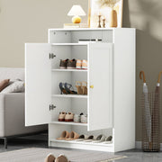 Modern shoe cabinet with adjustable shelves and 2 doors, white