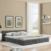 Double Bed 140x200cm Chenille Cover Iron Frame - Dark Grey