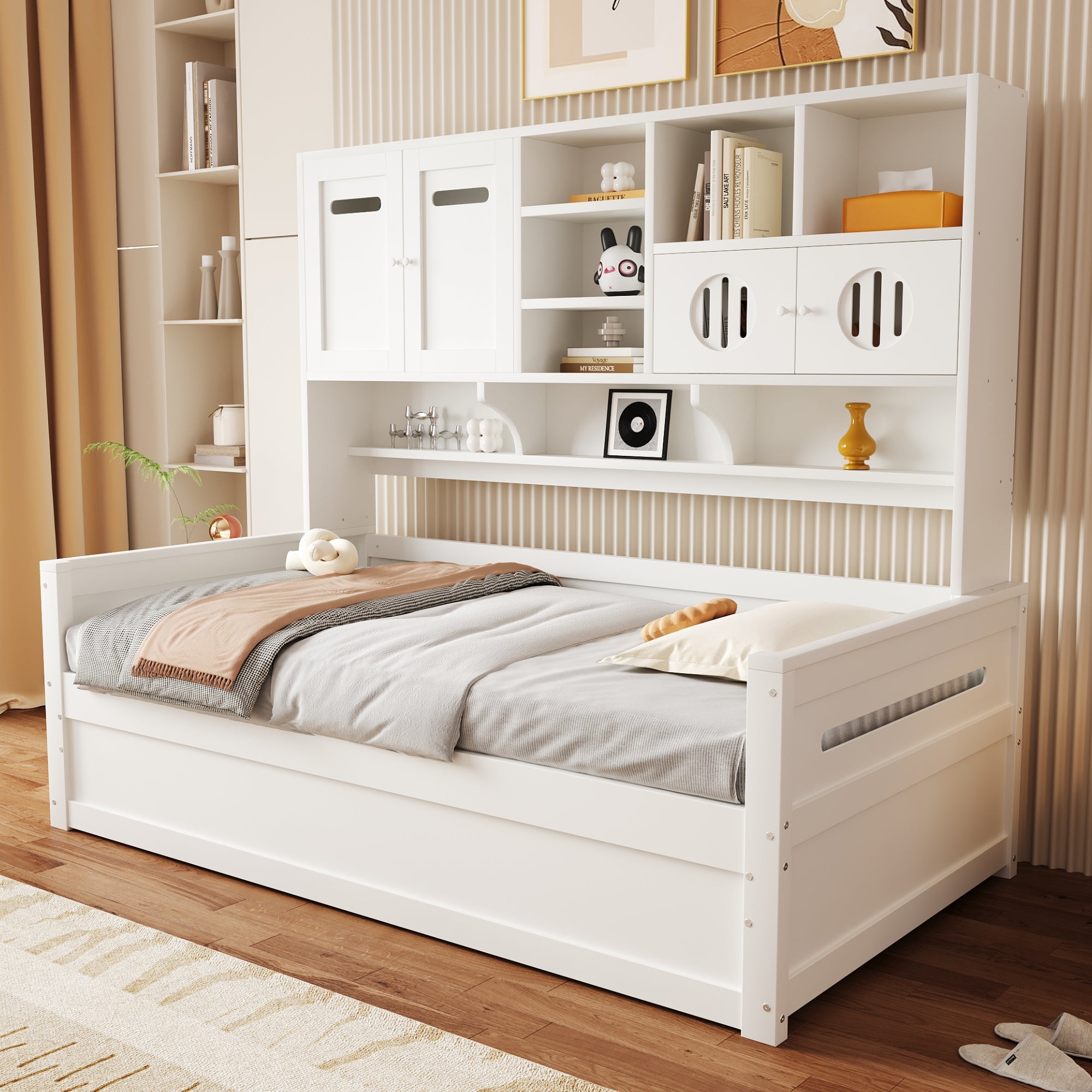 Wooden Sofa Bed, 90x200cm Multifunctional Storage Hydraulic, White