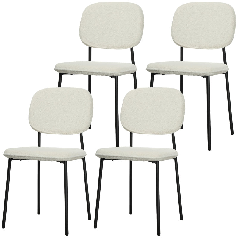 Esszimmerstühle 4er-Set, gepolstert mit Stahlbeinen, weißer Samt