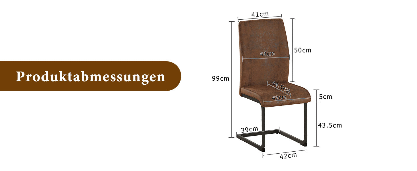 Dining Chairs Set of 2 Ergonomic Design - Faux Leather Brown