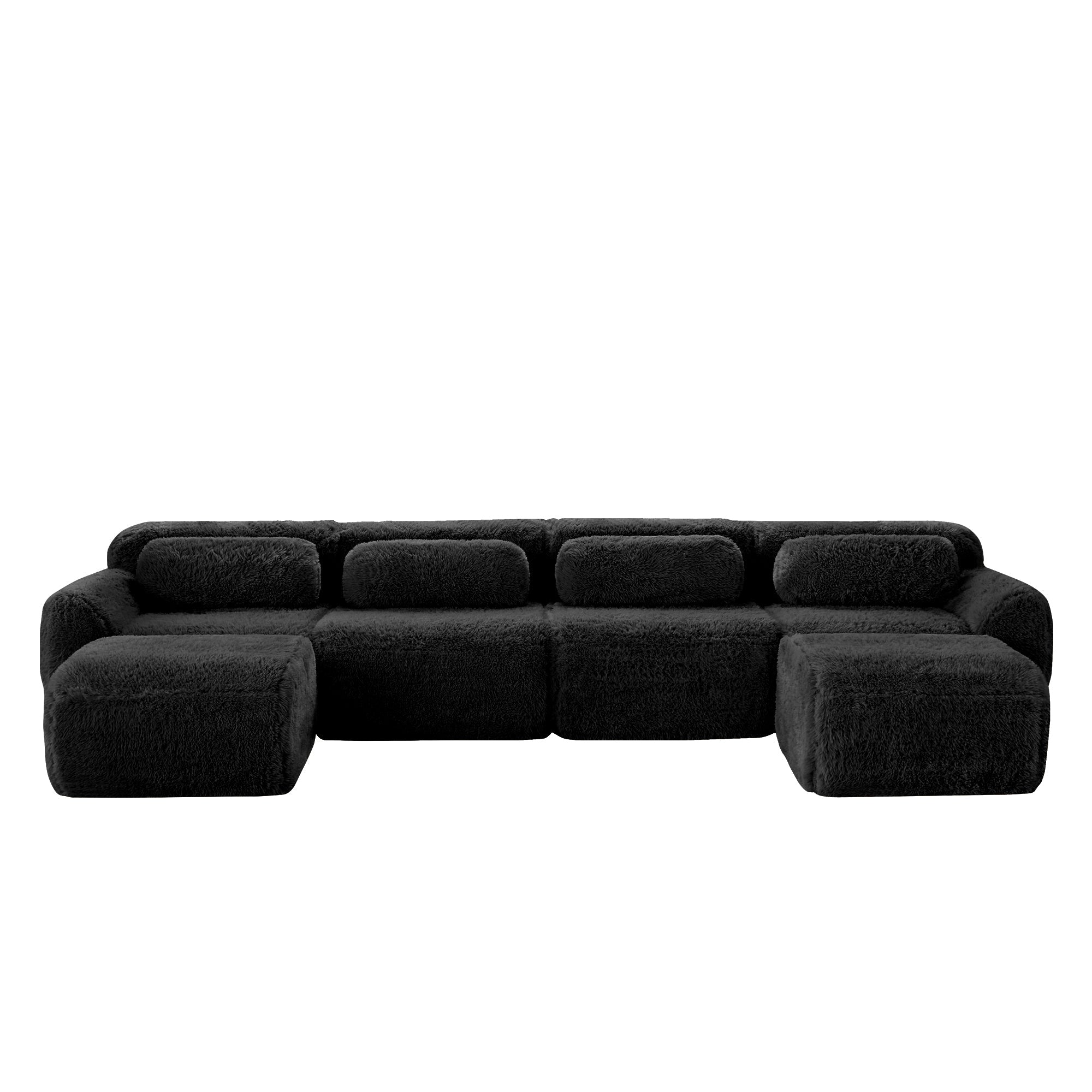 U-shaped Modular Sofa Freely Combinable No Assembly - Plush Black