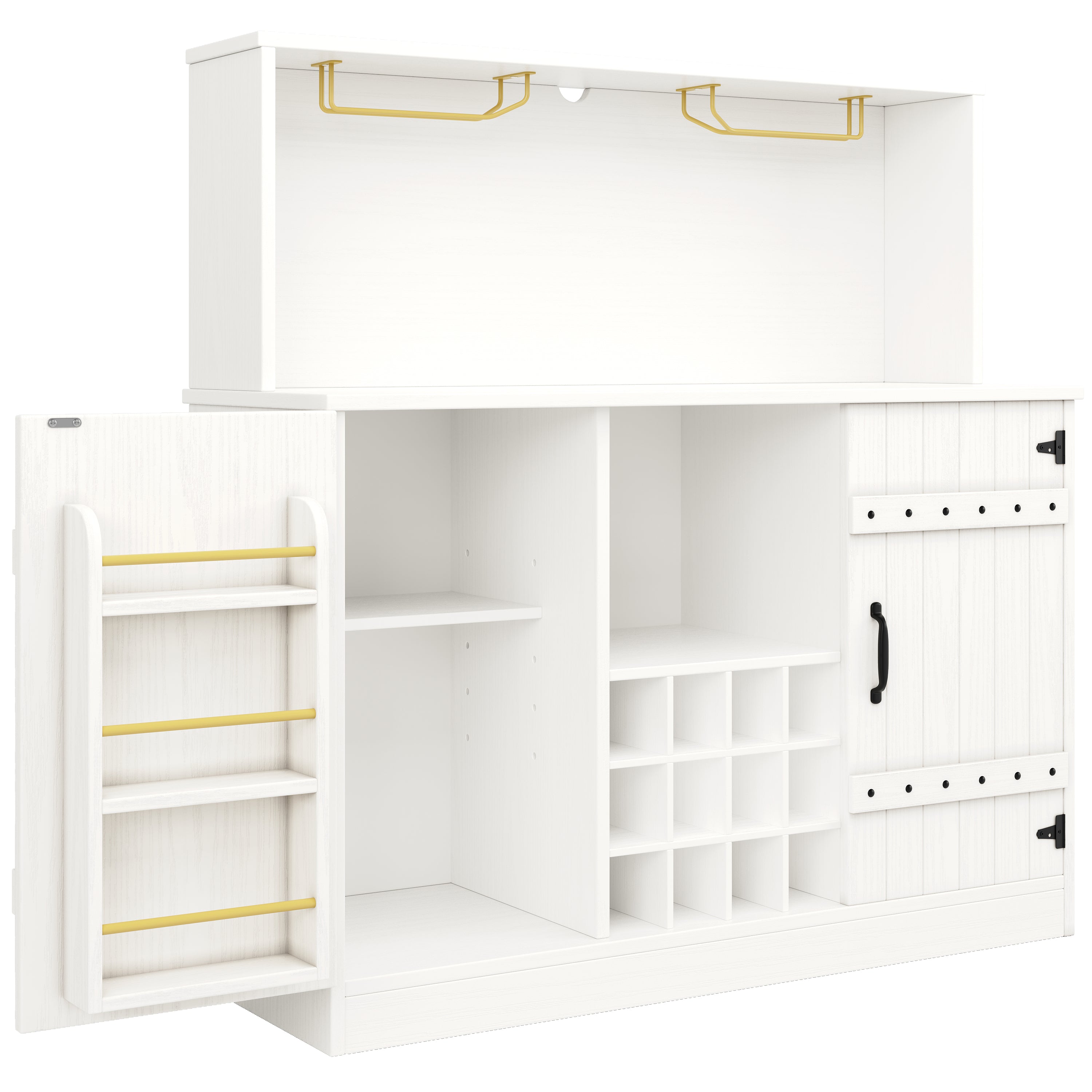 Sideboard 120x40x120cm Wine Glass Rack Storage Minimalist - White/Black