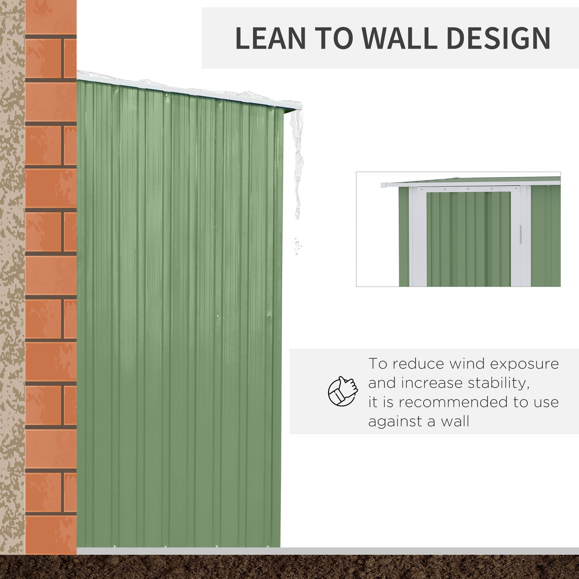5ft x 3ft Metal Garden Storage Shed, Outdoor Tool Shed with Sloped Roof, Lockable Door - Light Green