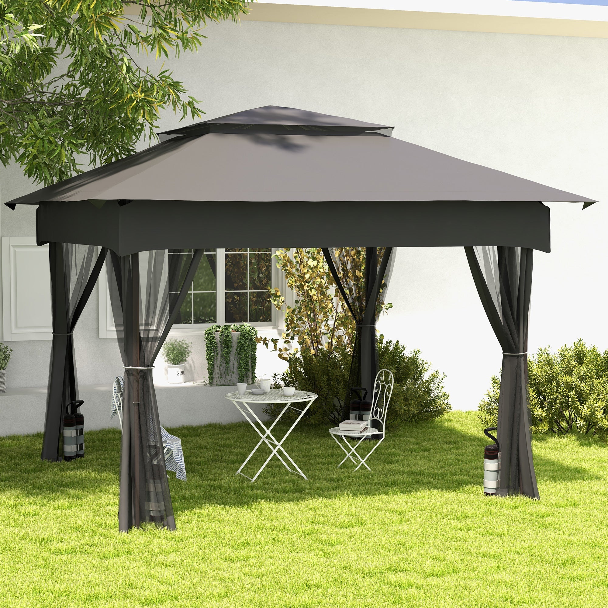 Pavilion Sandbags Set of 4 Robust Weights for Pop-Up, Grey Black Oxford Fabric