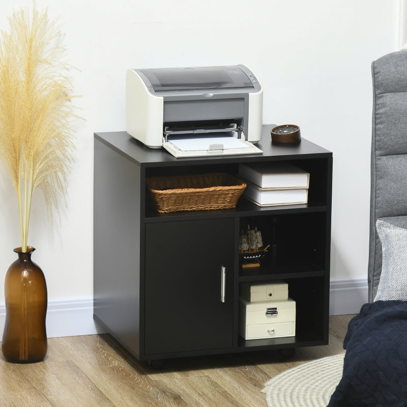 Multi-Storage Printer Stand Mobile Storage w/ Wheels Black