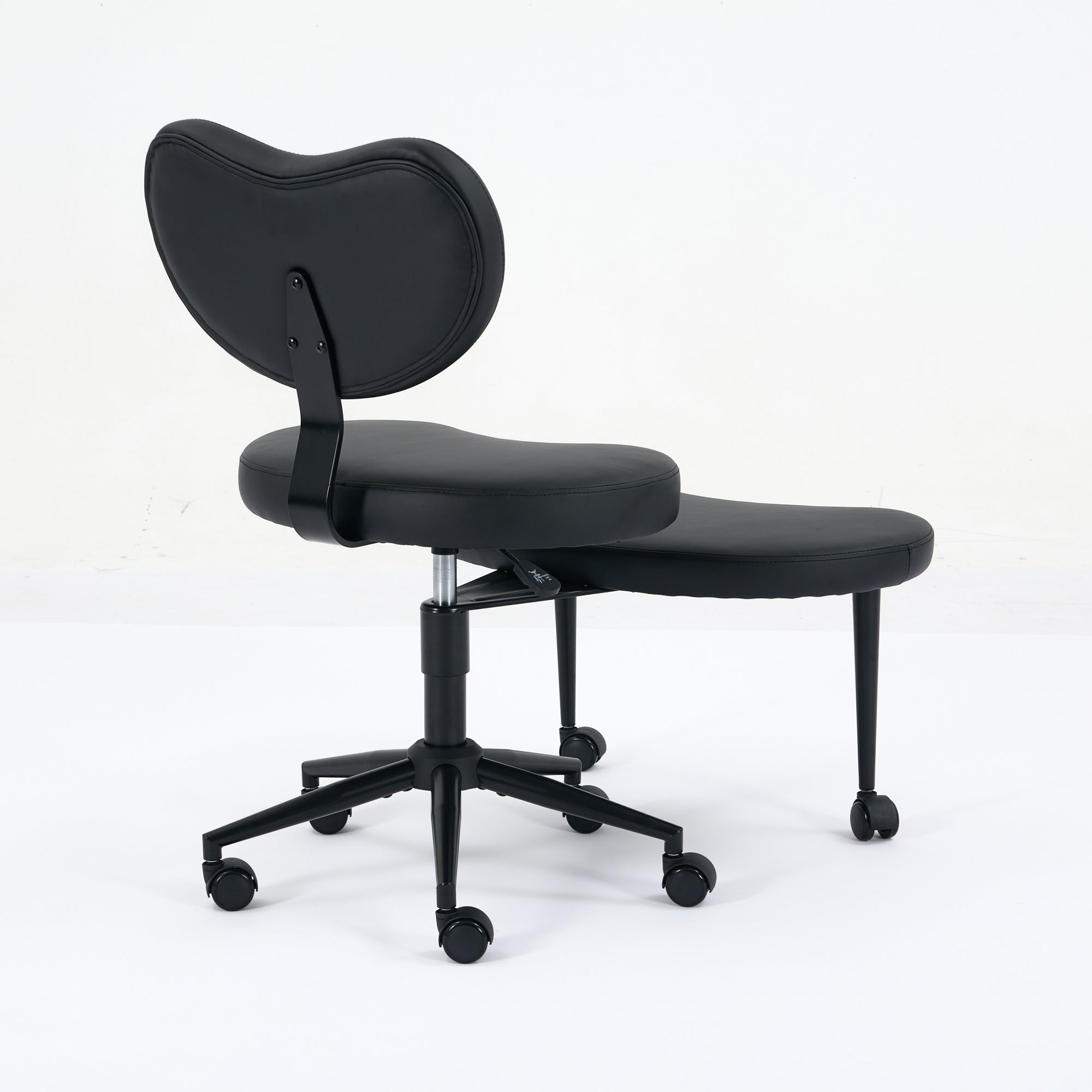 Meditation Chair Plus, Cross Legged Desk Chair with Wheels and Lumbar Support, Black PU