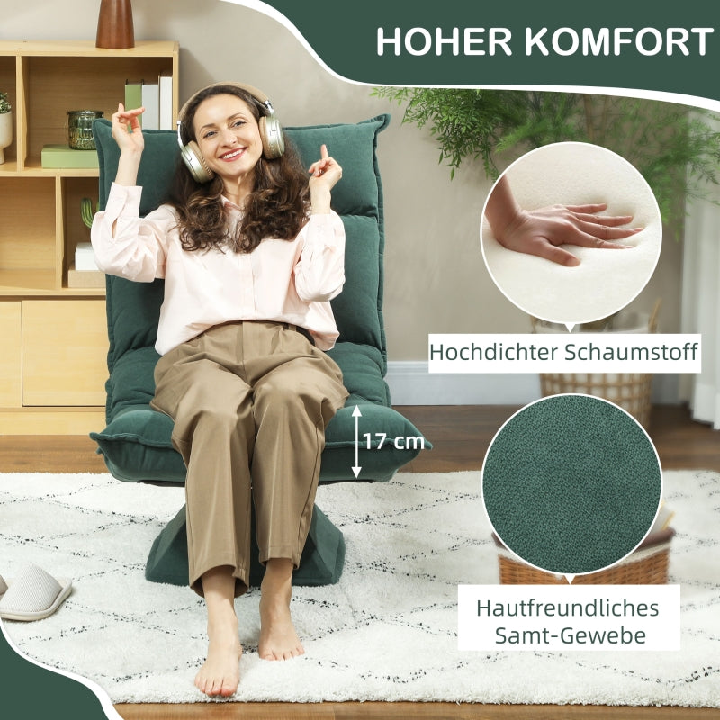 Floor Chair, 360° Rotatable, 5-Way Adjustable, Foldable, Green