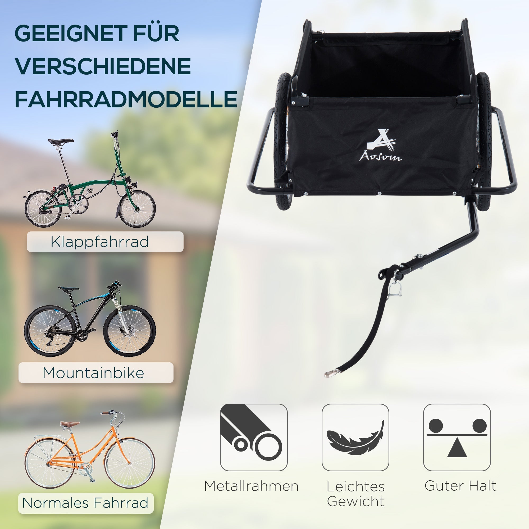Cargo Trailer for Bicycles, Transport, Black