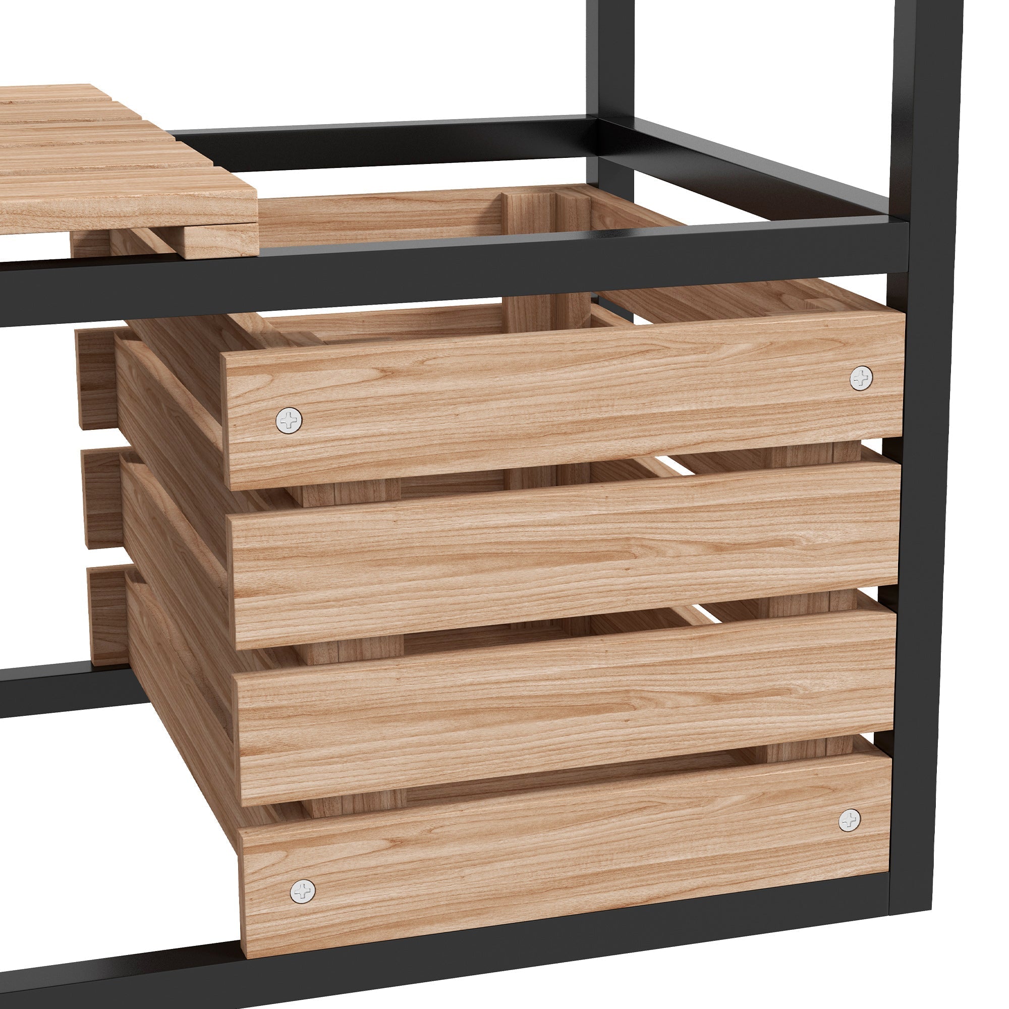 Wooden Raised Bed, 2-Tier Flower Box with Shelf 83x39x100 cm, Light Brown