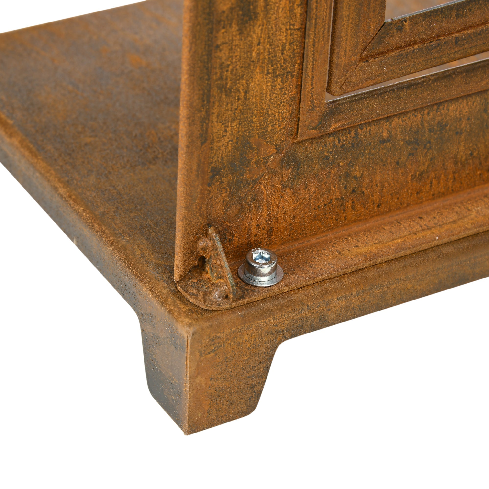 Iron Window Casement with Sill & Latch 55x80cm, Weathered Steel Rustic Brown