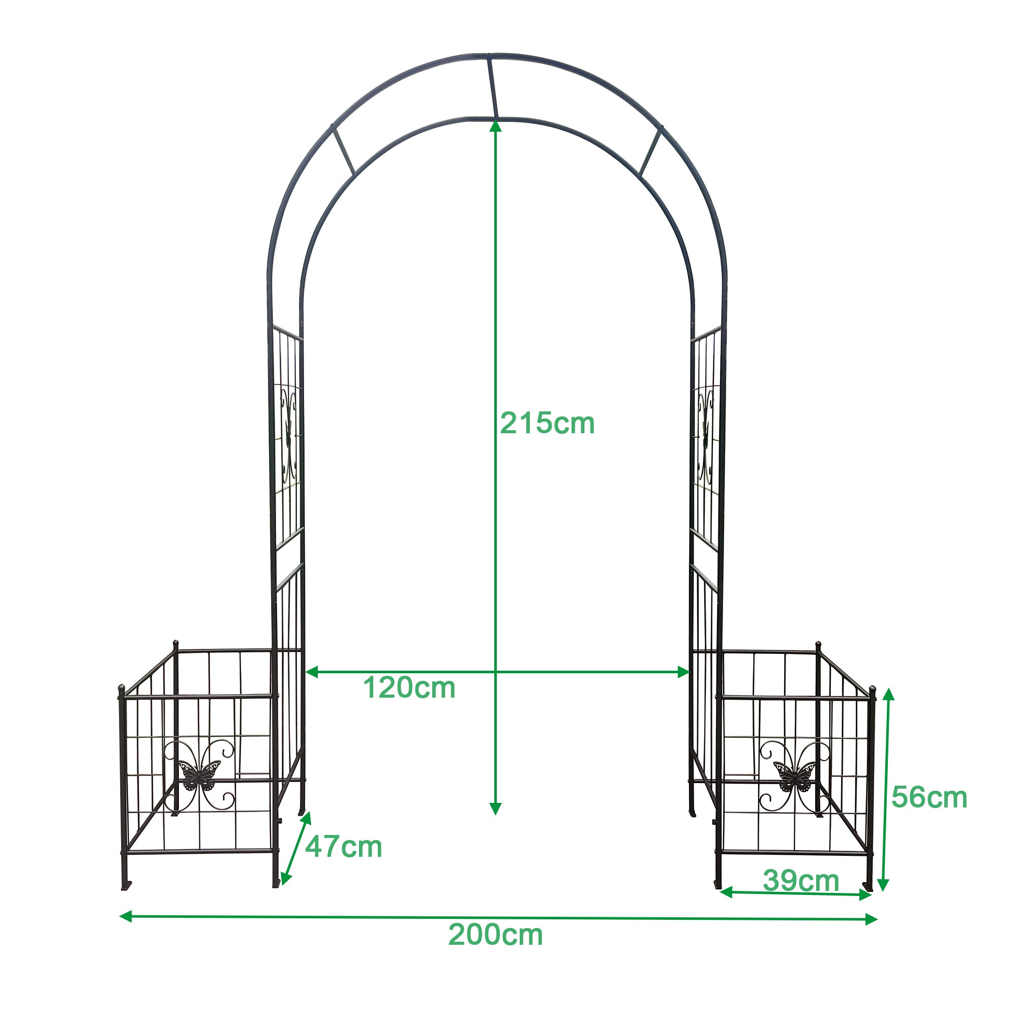 Garden Arch Arbor Trellis for Climbing Plants Outdoor Wedding Arch, Black Metal