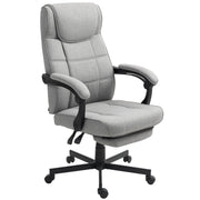 Office Chair, Ergonomic Massage Reclining Footrest, Grey Linen Look