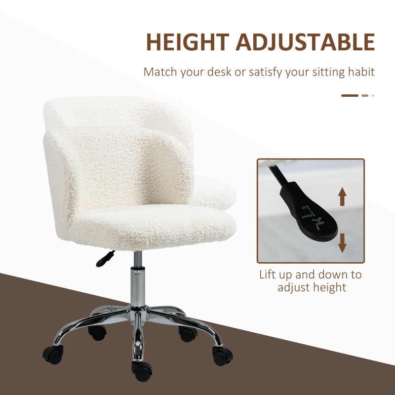 Office Chair, Adjustable Height and Wheels, White