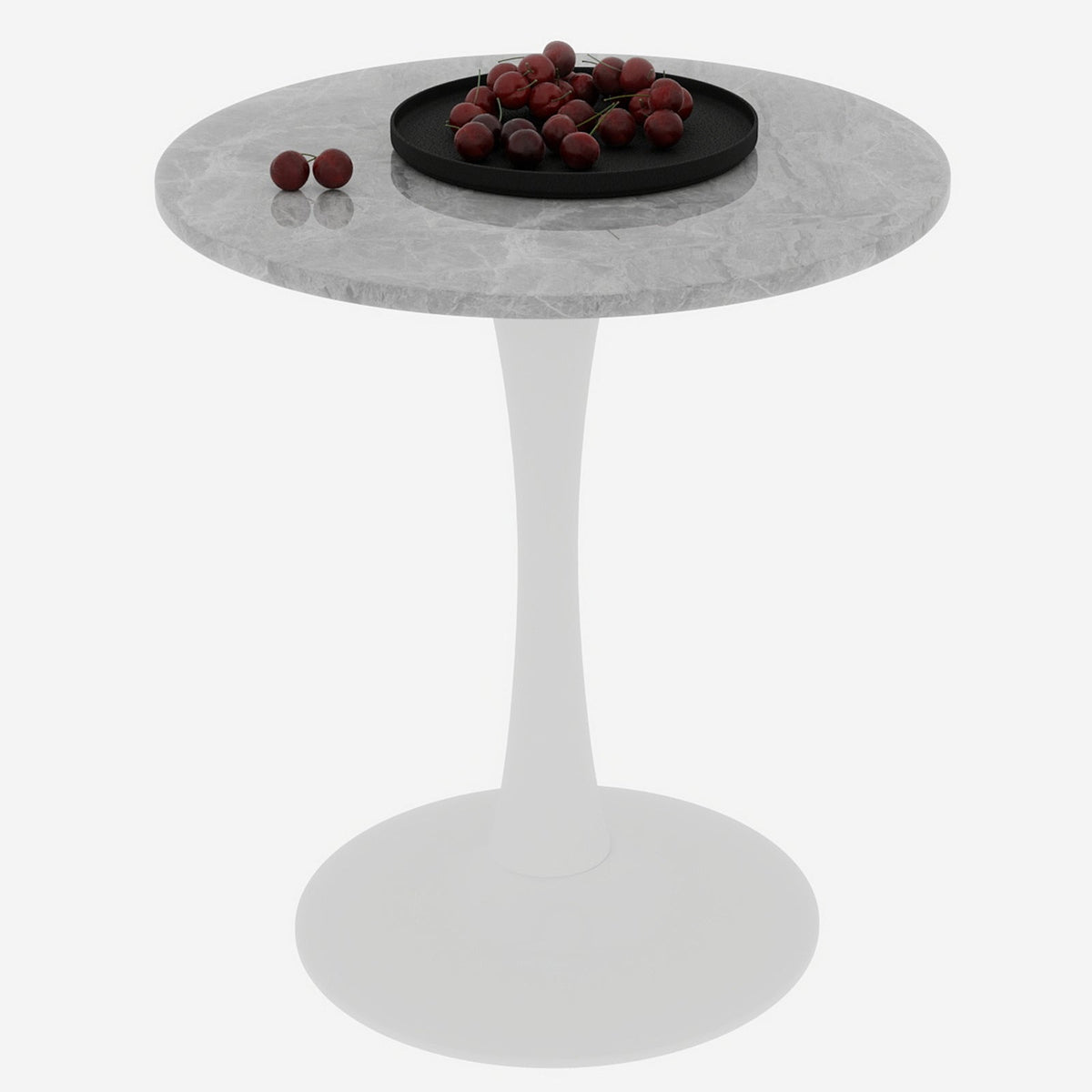 Round Coffee Table 27.6" Mid-Century Modern Marble Top - White