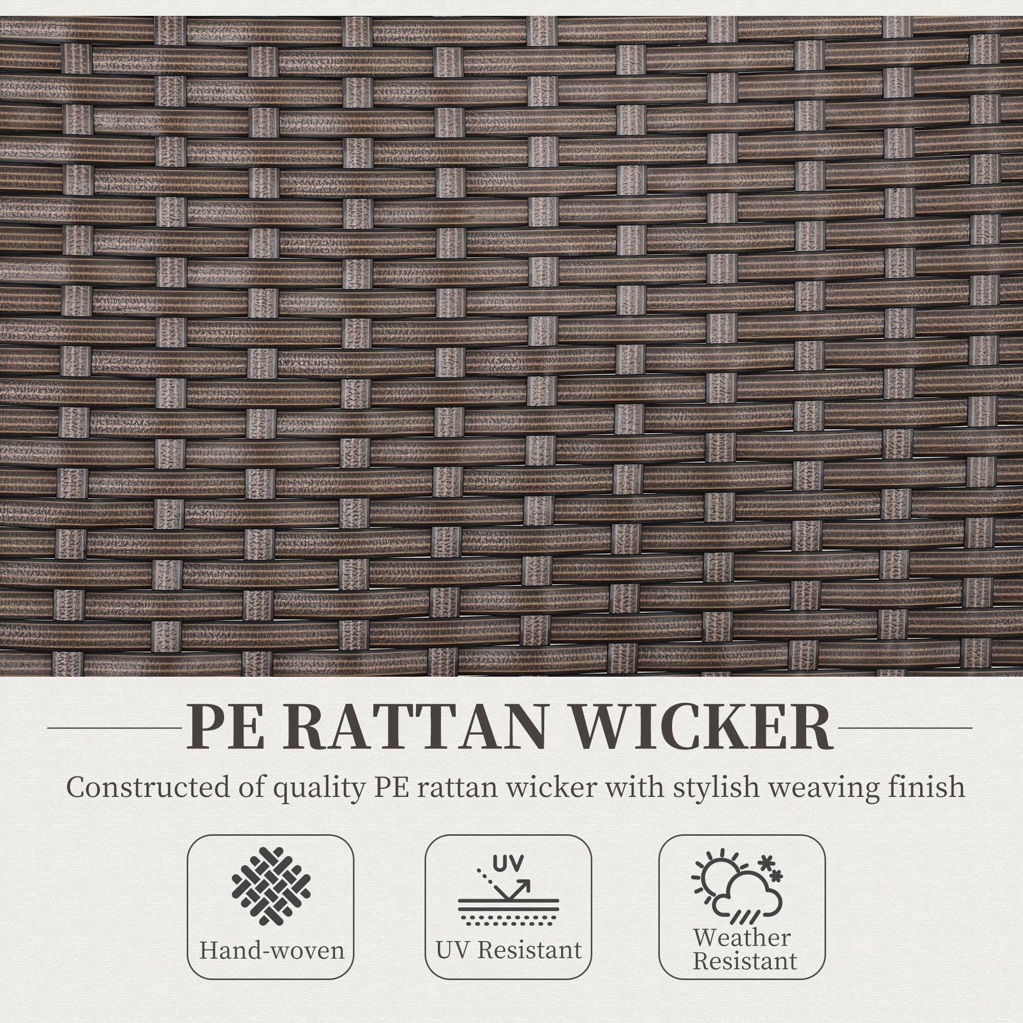 Folding Rattan Garden Dining Chair, 5-level Reclining High Back Wood Armrests, Brown