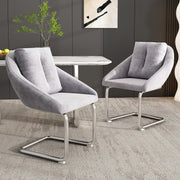 Velvet Dining Chair Set of 2 Swivel Cushions Curved Legs - Grey