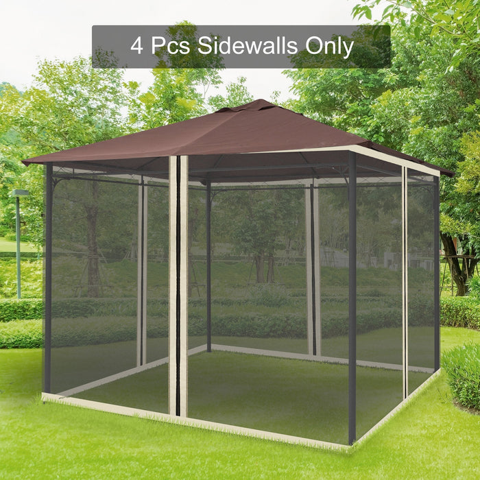 Mosquito Net Gazebo 3x3m 4 Side Panels Zipper Nylon Mesh Black