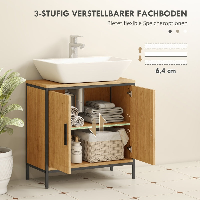 Bathroom Vanity Unit with 2 Doors and Adjustable Shelf, Oak