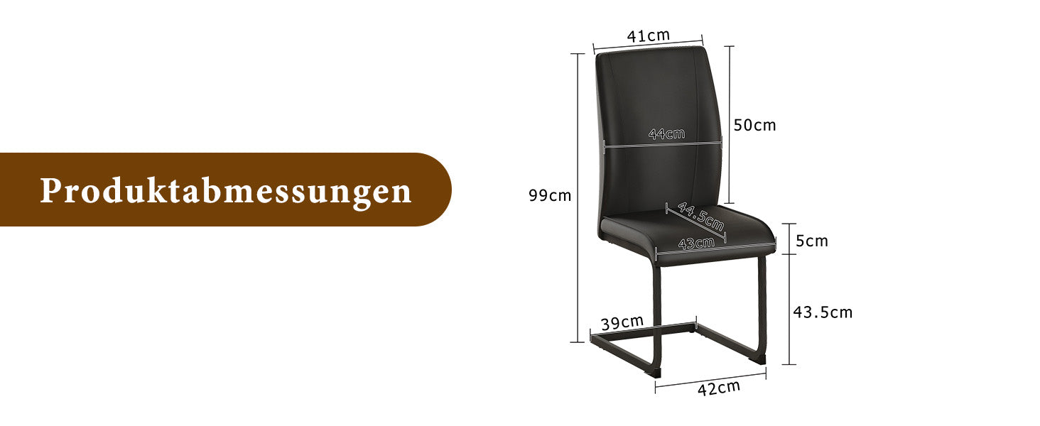 2-Piece Dining Chair Set Ergonomic Metal Legs - Black PU