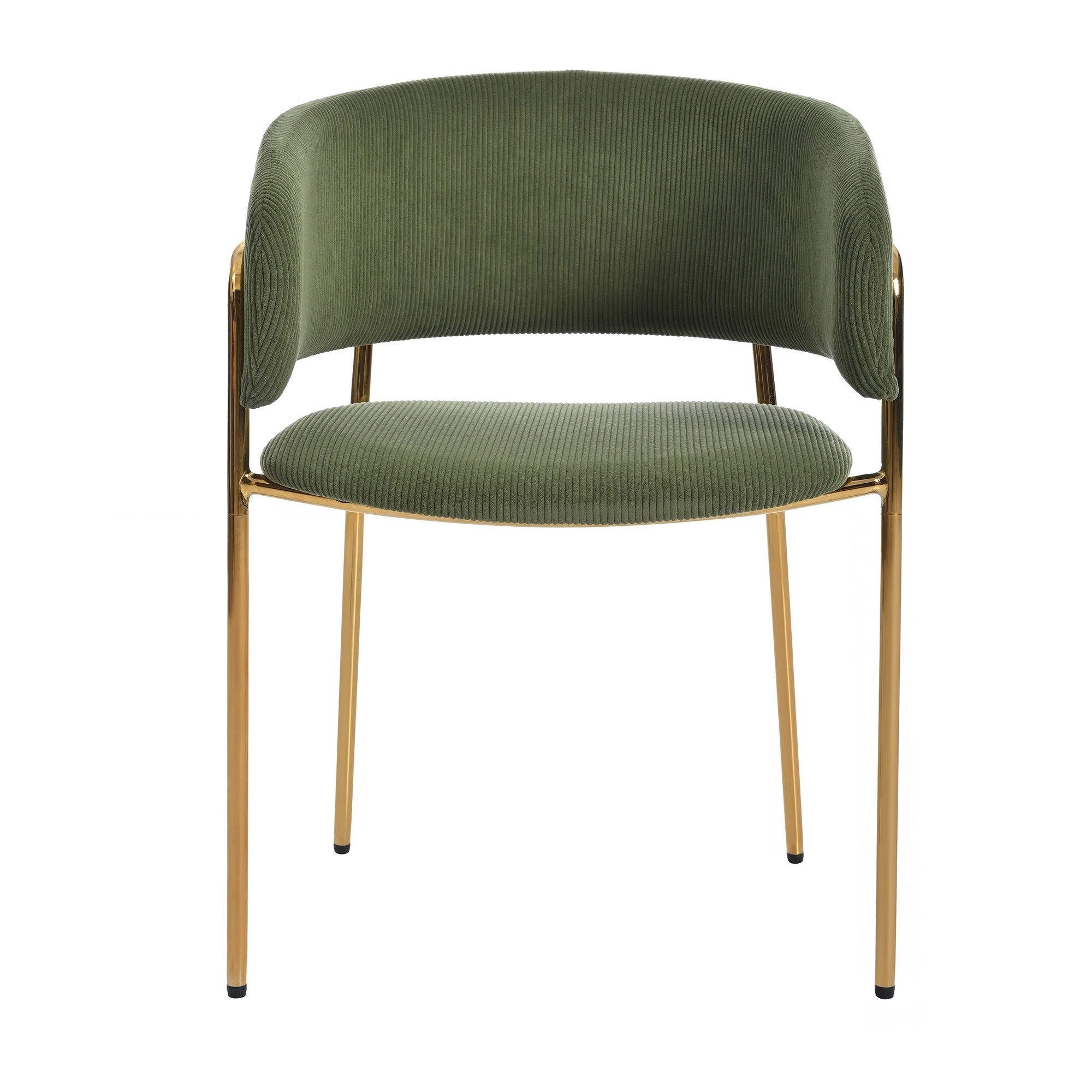 4 Modern Chairs Angled Legs Adjustable Feet Corduroy - Green