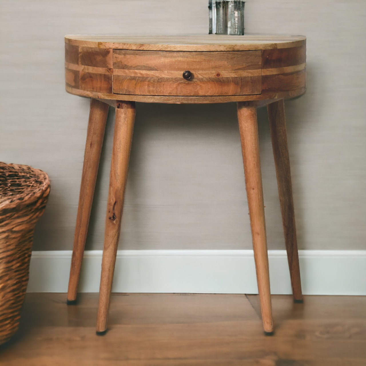 Odyssey Console Table, Solid Mango Wood, Oak-ish Finish