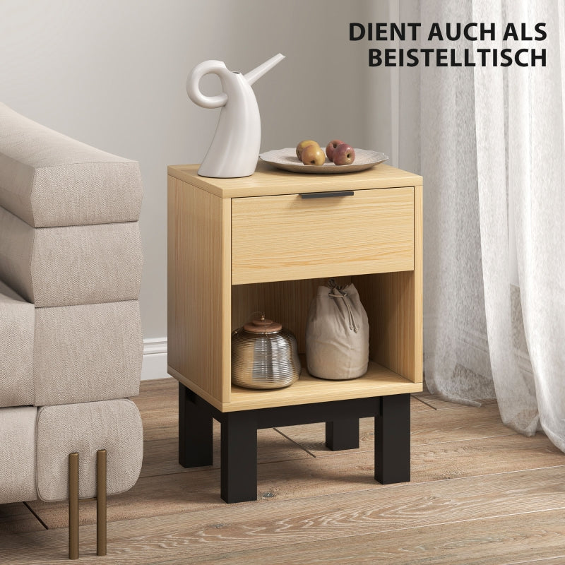 Nightstand with Drawer Open Compartment 35x26x50cm - Oak